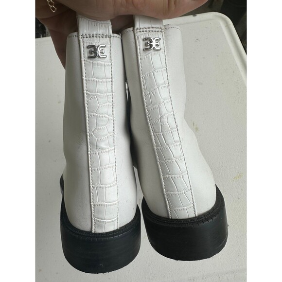 Sam Edelman Women's Nina Bright White Leather Lace Up Side Zip Combat Boots 7 - Picture 5 of 7
